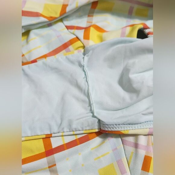 By Anthropologie Sanja Scrunchie Strap Plaid One Piece Swimsuit Size 8 - Picture 10 of 11